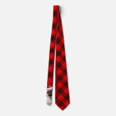 Holiday Pug Dog Red Buffalo Plaid Christmas ネクタイ (裏面)