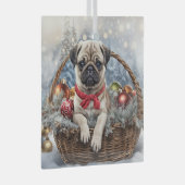Holiday Pug with Ornaments Cute ガラスオーナメント (正面右)