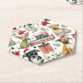 Holiday Puppy Design Watercolor Paper Coaster ペーパーコースター (アングル)
