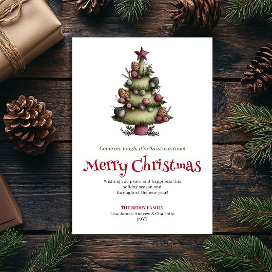 Holiday quirky Christmas tree greeting card シーズンカード