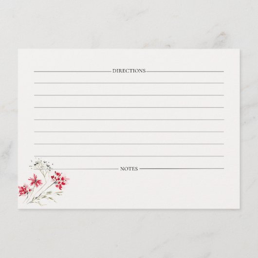 Holiday Recipe Card – Personalized Winter Floral D 案内状 (裏面)