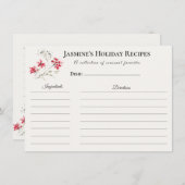Holiday Recipe Card – Personalized Winter Floral D 案内状 (正面/裏面)