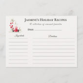 Holiday Recipe Card – Personalized Winter Floral D 案内状 (正面)