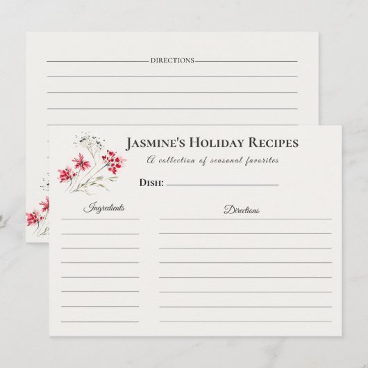 Holiday Recipe Card – Seasonal Kitchen Stationery 案内状 (正面/裏面)