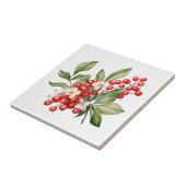 Holiday Red Berries Floral Ceramic Tile タイル (側面)