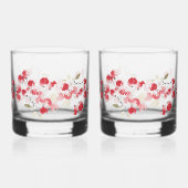 Holiday Red Berry Watercolor | Christmas Drinkware ウイスキーグラス (裏面)