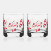Holiday Red Berry Watercolor | Christmas Drinkware ウイスキーグラス (左)