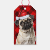 Holiday Red Buffalo Plaid Pug Dog Lover Christmas ギフトタグ (正面)
