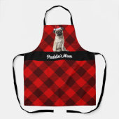 Holiday Red Buffalo Plaid Pug Santa Dog Christmas エプロン (正面)