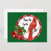 Holiday Red Cardinal Postcard ポストカード (正面/裏面)
