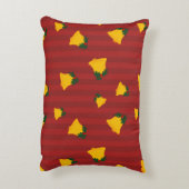 Holiday Red Gold Stripe Bells Christmas アクセントクッション (裏面(縦))