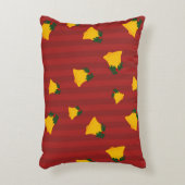 Holiday Red Gold Stripe Bells Christmas アクセントクッション (正面(垂直))