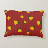 Holiday Red Gold Stripe Bells Christmas アクセントクッション (裏面)