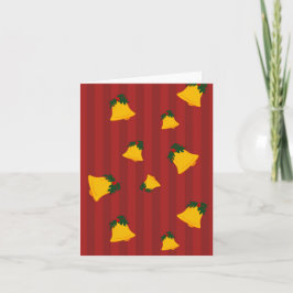 Holiday Red Gold Stripe Bells Christmas カード