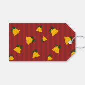 Holiday Red Gold Stripe Bells Christmas ギフトタグ (正面(横))