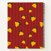 Holiday Red Gold Stripe Bells Christmas ノートブック (裏面)