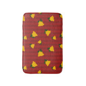 Holiday Red Gold Stripe Bells Christmas バスマット (正面縦)