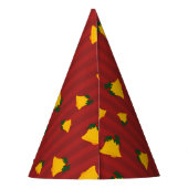 Holiday Red Gold Stripe Bells Christmas パーティーハット (裏面)