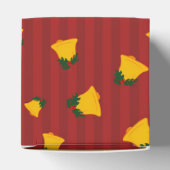 Holiday Red Gold Stripe Bells Christmas フェイバーボックス (上部)