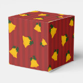 Holiday Red Gold Stripe Bells Christmas フェイバーボックス (裏面サイド)