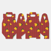 Holiday Red Gold Stripe Bells Christmas フェイバーボックス (見開き)