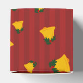 Holiday Red Gold Stripe Bells Christmas フェイバーボックス (上部)