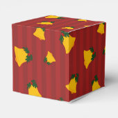 Holiday Red Gold Stripe Bells Christmas フェイバーボックス (裏面サイド)