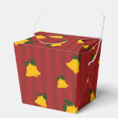 Holiday Red Gold Stripe Bells Christmas フェイバーボックス (正面)