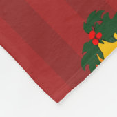 Holiday Red Gold Stripe Bells Christmas フリースブランケット (角)