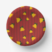 Holiday Red Gold Stripe Bells Christmas ペーパーボウル (正面)