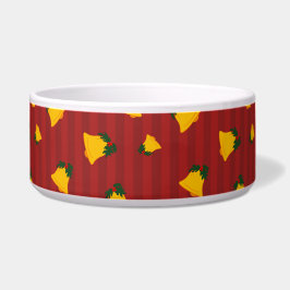 Holiday Red Gold Stripe Bells Christmas ボウル
