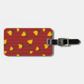 Holiday Red Gold Stripe Bells Christmas ラゲッジタグ (正面横)