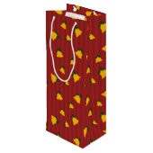 Holiday Red Gold Stripe Bells Christmas ワインギフトバッグ (裏面アングル)