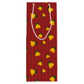 Holiday Red Gold Stripe Bells Christmas ワインギフトバッグ (裏面)