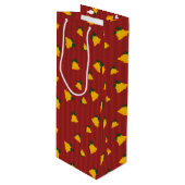 Holiday Red Gold Stripe Bells Christmas ワインギフトバッグ (正面アングル)