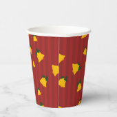Holiday Red Gold Stripe Bells Christmas 紙コップ (右)