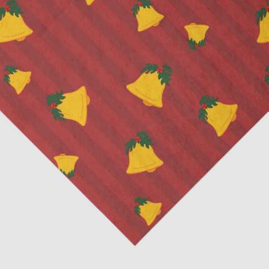 Holiday Red Gold Stripe Bells Christmas 薄葉紙 (詳細)