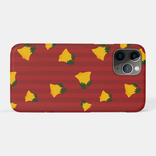 Holiday Red Gold Stripe Bells Christmas Case-Mate iPhoneケース (裏面(横))