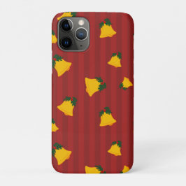 Holiday Red Gold Stripe Bells Christmas iPhone 11 Proケース