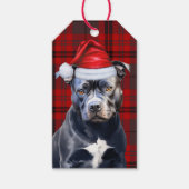 Holiday Red Plaid Bluenose Pit Dog Lover Christmas ギフトタグ (正面)