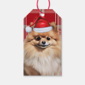 Holiday Red Plaid Pomeranian Dog Lover Christmas ギフトタグ (正面)