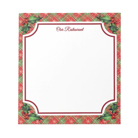 Holiday Restaurant Red Plaid ノートパッド (正面)
