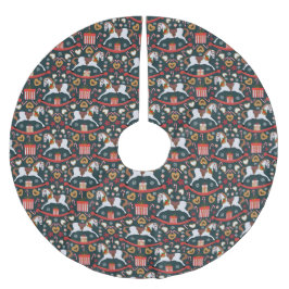 Holiday rocking horses Dark Blue Tree Skirt ブラッシュドポリエステルツリースカート