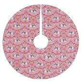 Holiday rocking horses Pink Tree Skirt ブラッシュドポリエステルツリースカート (正面)