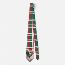Holiday Saint Bernard Dog Plaid Christmas ネクタイ