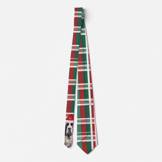 Holiday Saint Bernard Dog Plaid Christmas ネクタイ (裏面)