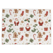 Holiday Santa Gift Bag – Whimsical Design ラージペーパーバッグ (裏面)