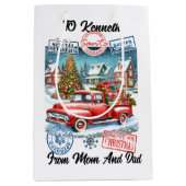 Holiday Santa Sack With Winter Stickers ミディアムペーパーバッグ (正面)