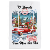 Holiday Santa Sack With Winter Stickers ミディアムペーパーバッグ (裏面)