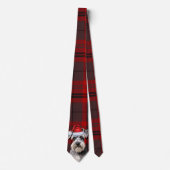 Holiday Schnauzer Dog Red Plaid Christmas ネクタイ (正面)
